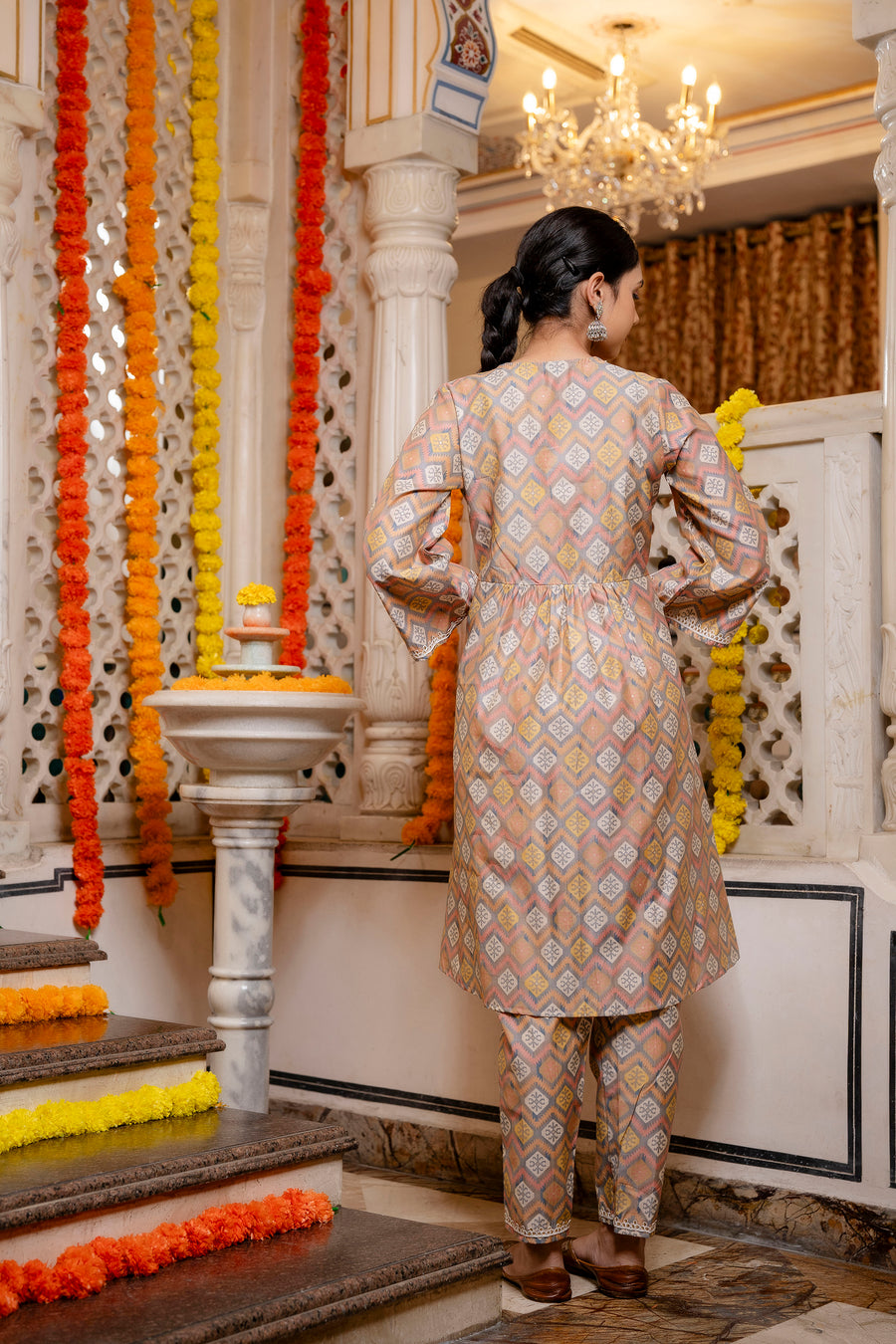 Women Chanderi Printed Suit Set