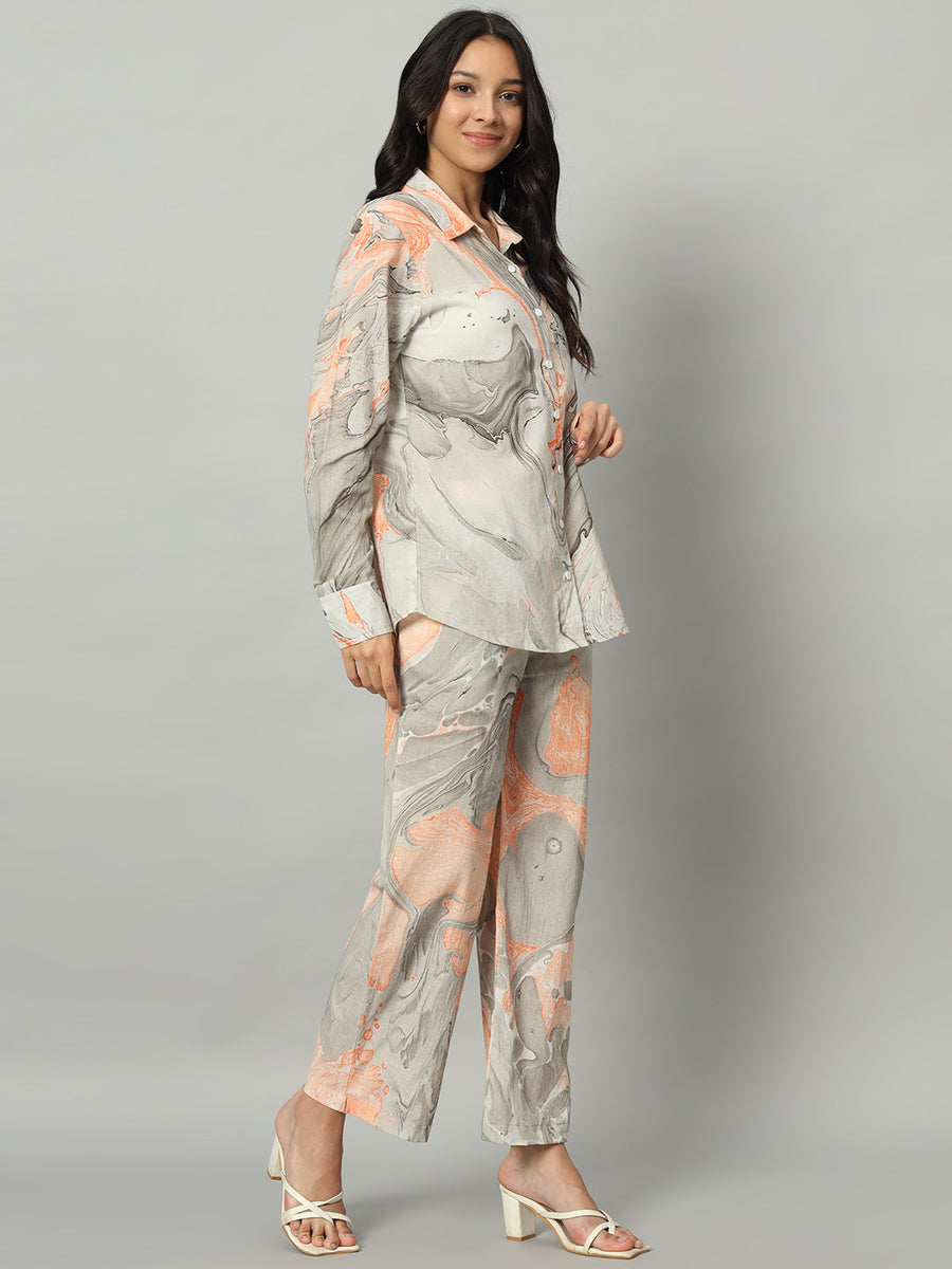 Women Cotton Abstract Printed Co-ord Set