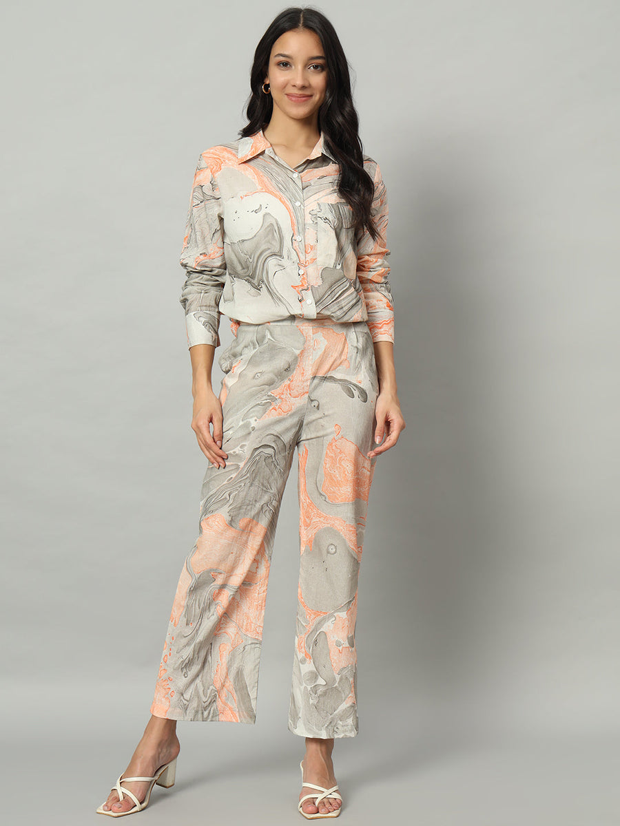 Women Cotton Abstract Printed Co-ord Set