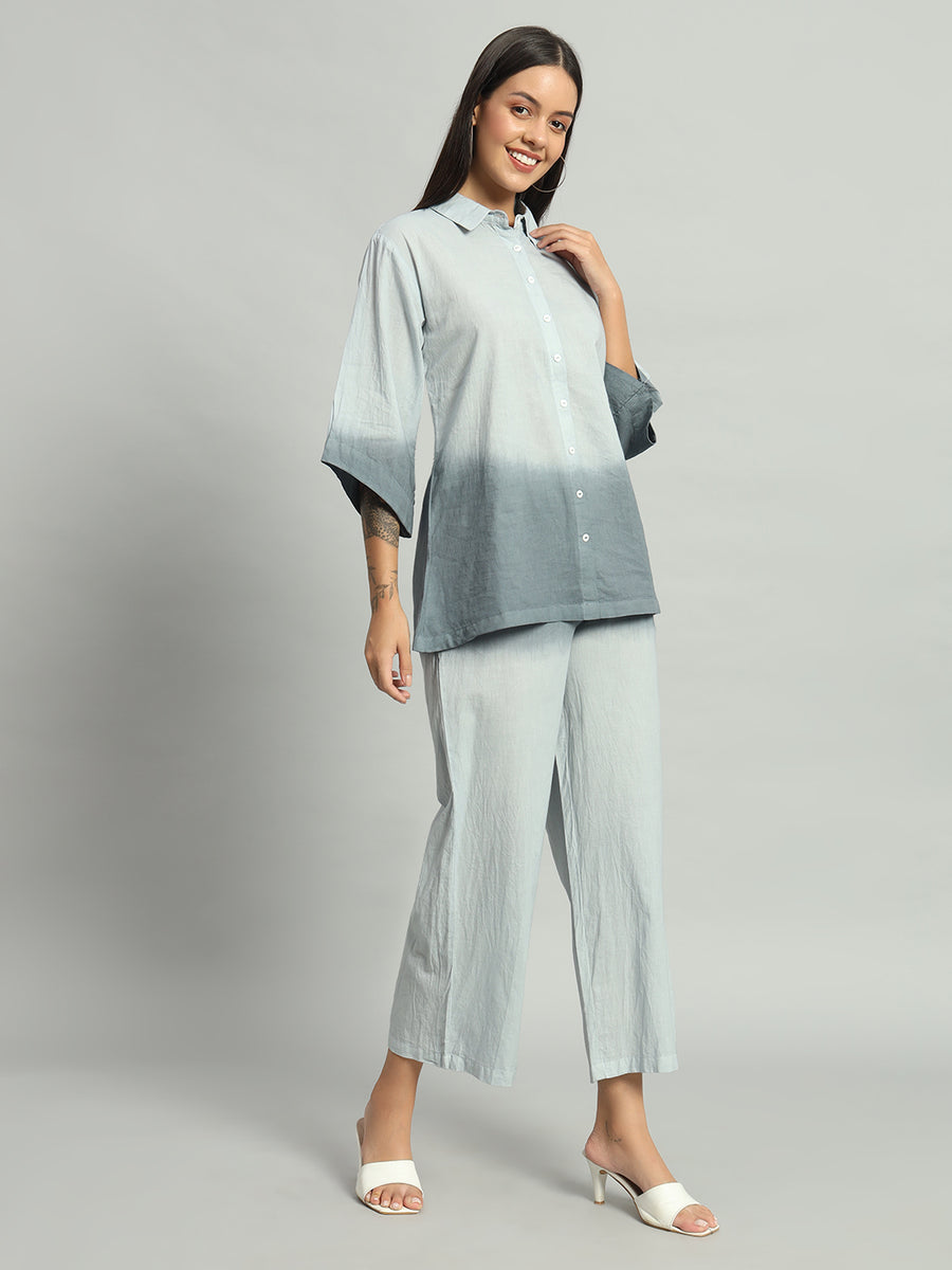 Women Grey Cotton Ombre Co-ord Set