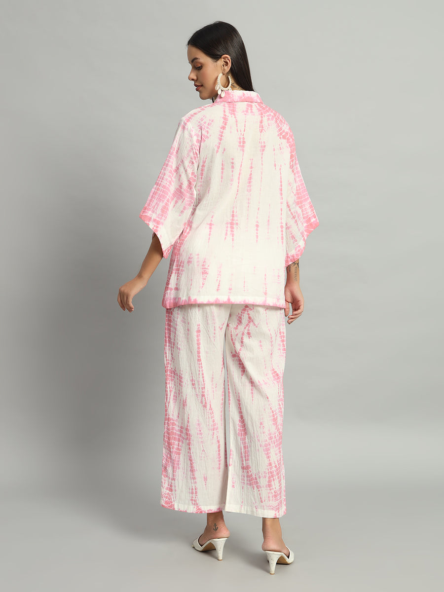 Women Pink Shibori Tie-Dye Co-ord Set