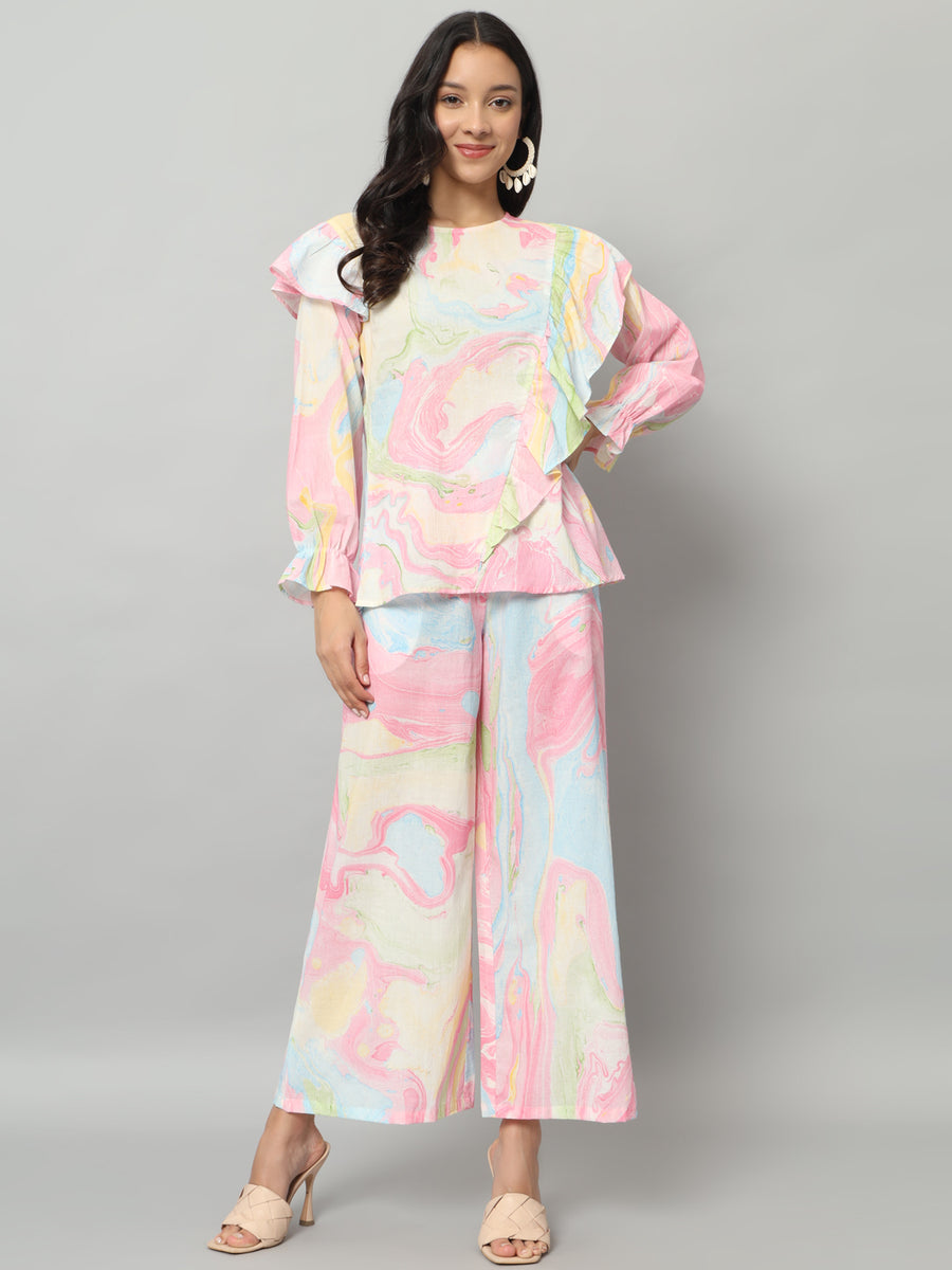 Women Cotton Abstract Printed Co-ord Set