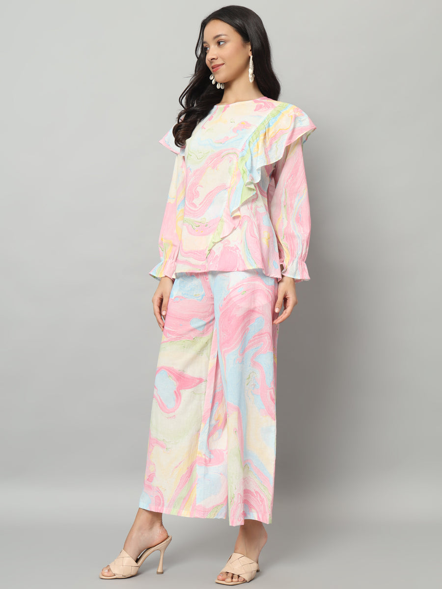 Women Cotton Abstract Printed Co-ord Set