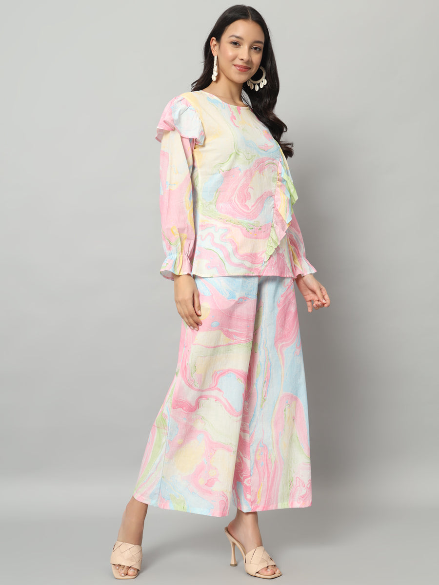 Women Cotton Abstract Printed Co-ord Set