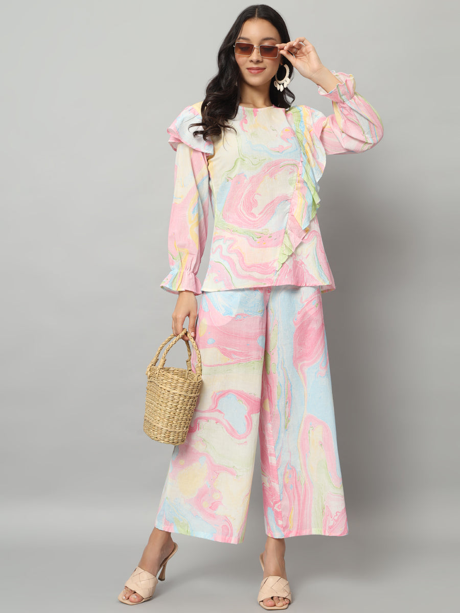 Women Cotton Abstract Printed Co-ord Set