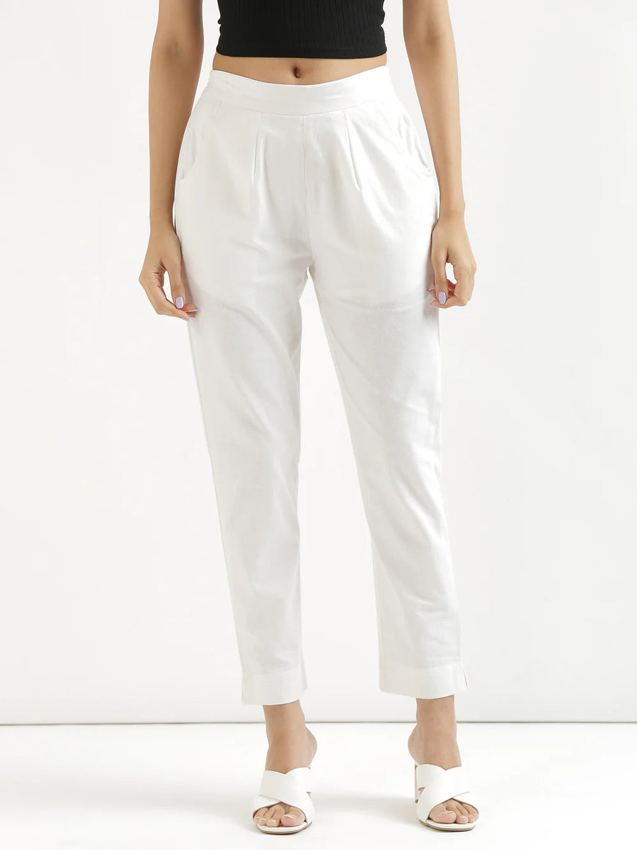 Pure Cotton Solid White Pants