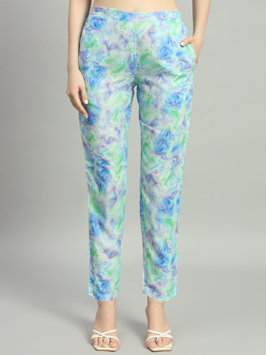 Women Blue Digital Printed Lounge Wear