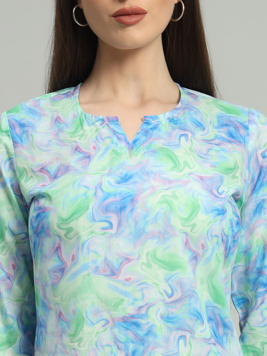 Women Blue Digital Printed Lounge Wear