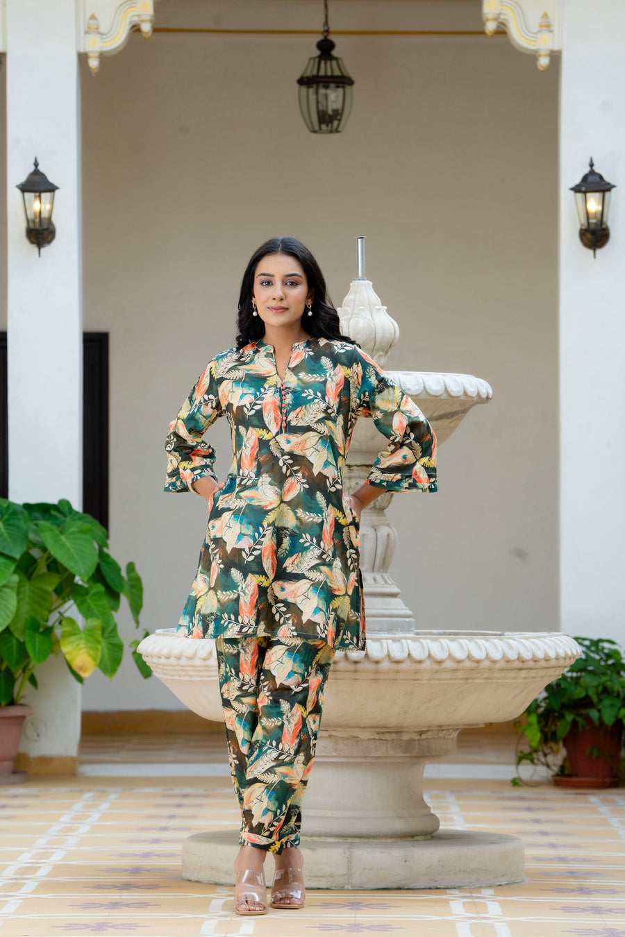 Dreamy Jungle Printed Cotton Lounge Wear Set