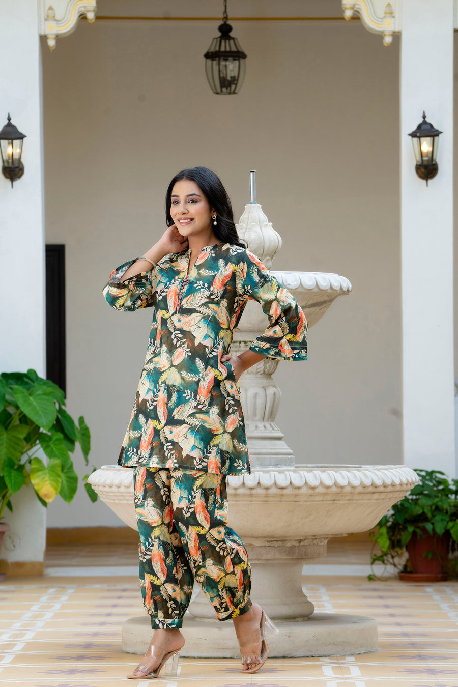 Dreamy Jungle Printed Cotton Lounge Wear Set