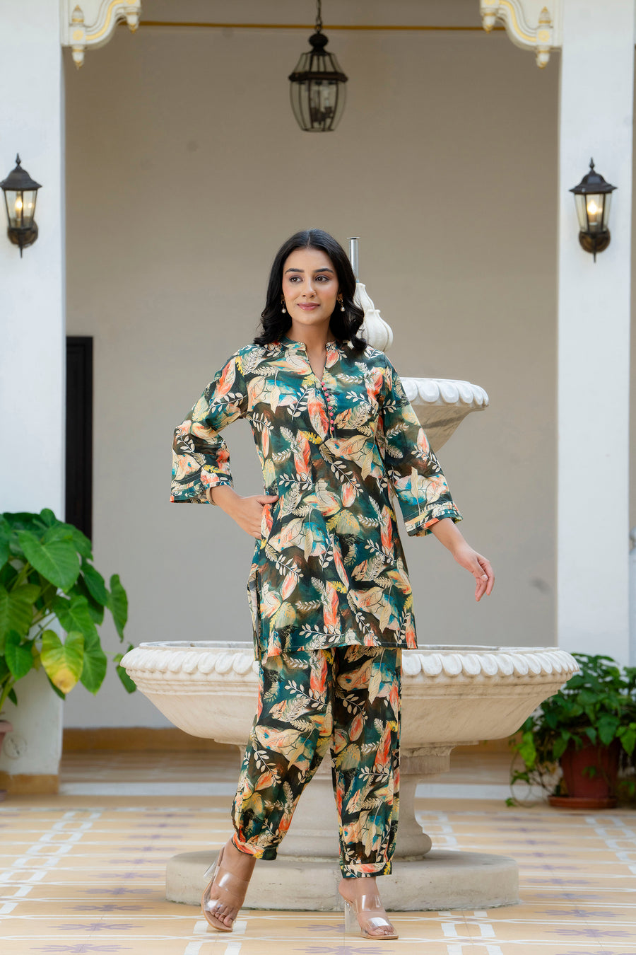 Dreamy Jungle Printed Cotton Lounge Wear Set