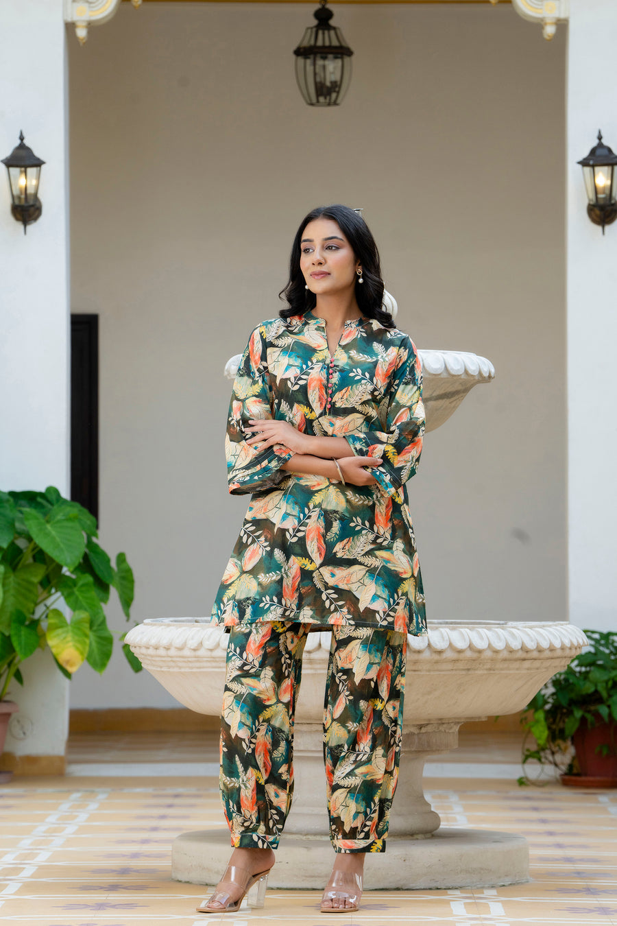 Dreamy Jungle Printed Cotton Lounge Wear Set