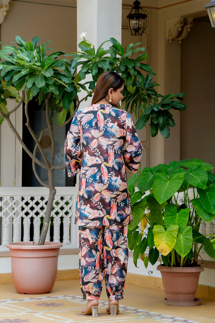 Hawaiian Flowers Printed Cotton Lounge Wear Set