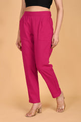 Pure Cotton Solid Hot Pink Pants