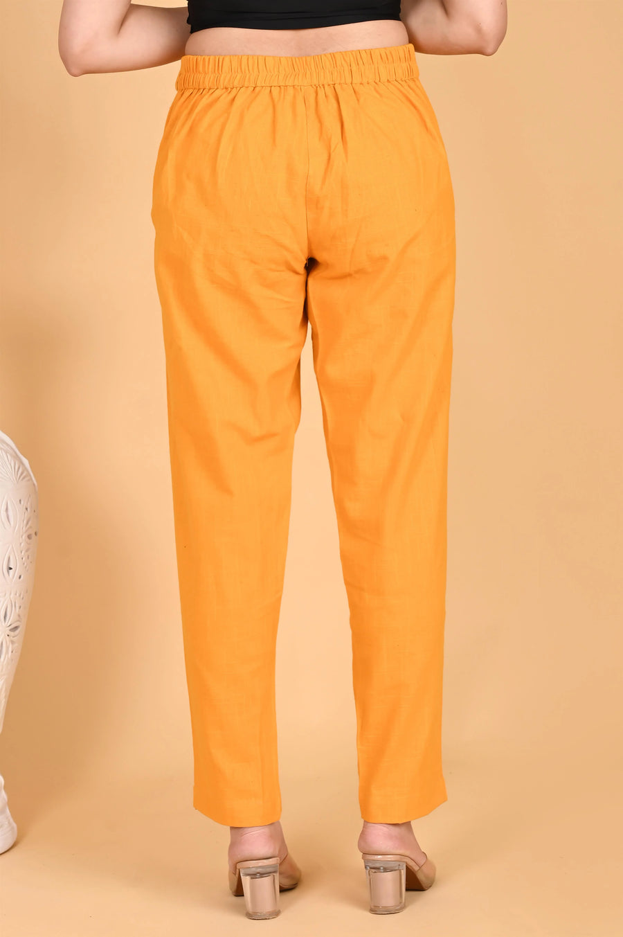 Pure Cotton Solid Mustard Yellow Pants