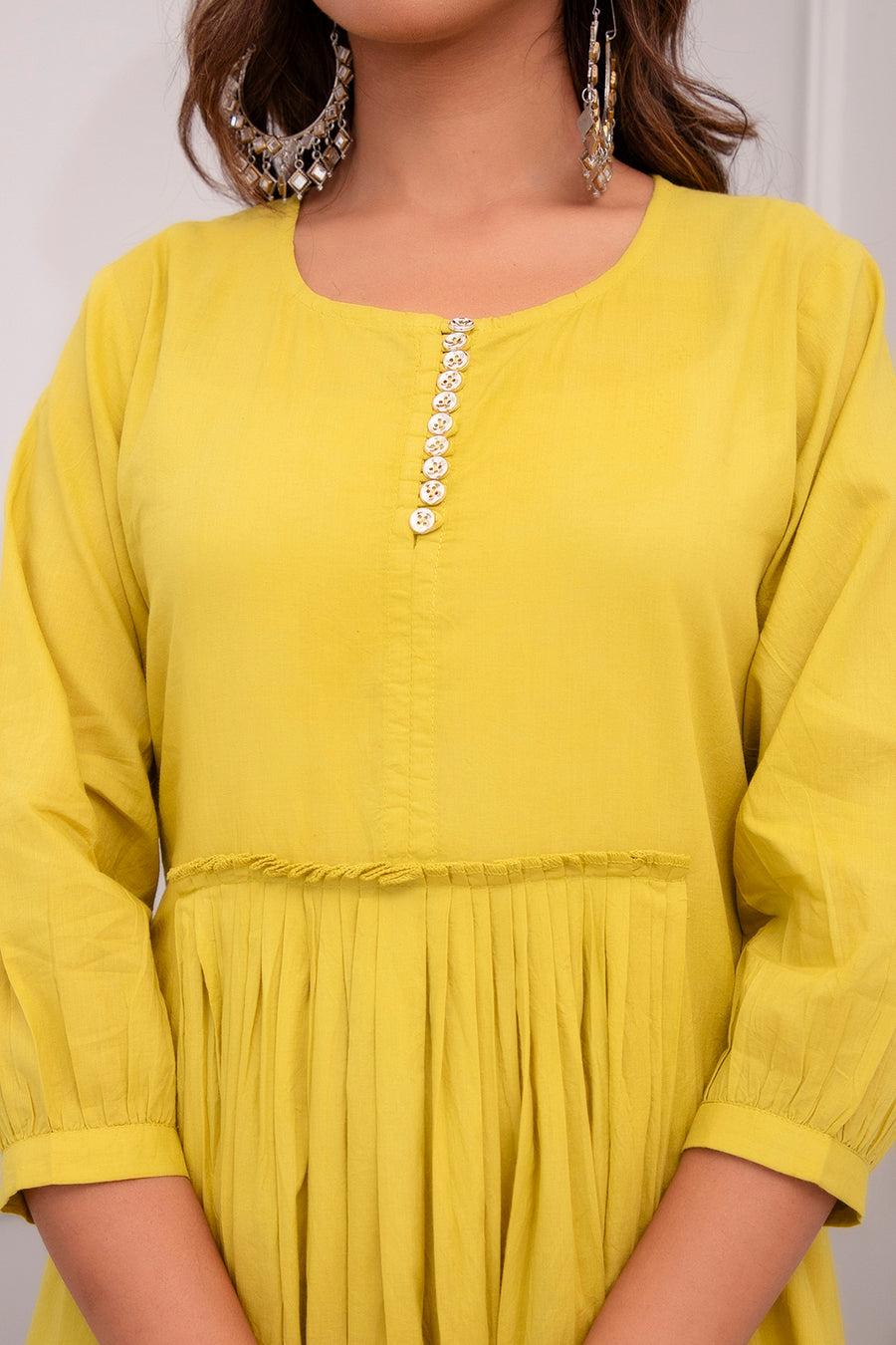 Women Cotton Solid Yellow Co-ord Set