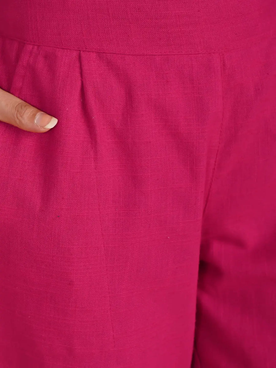 Pure Cotton Solid Hot Pink Pants